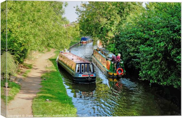 Penkridge Canal Boats Staffordshire Canvas Print by Diana Mower