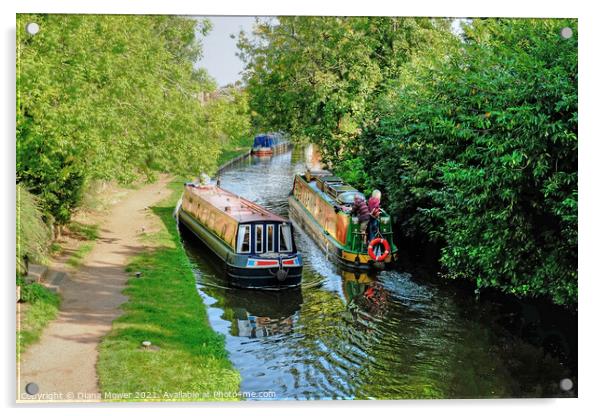 Penkridge Canal Boats Staffordshire Acrylic by Diana Mower