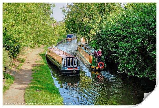 Penkridge Canal Boats Staffordshire Print by Diana Mower