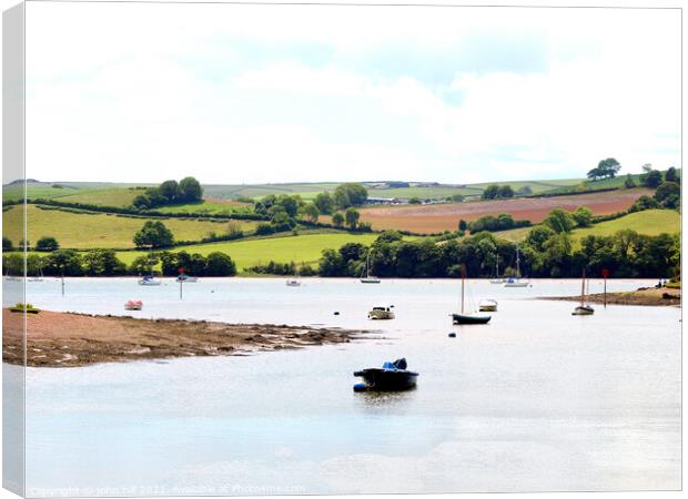 River Dart at Stoke Gabriel in Devon, UK. Canvas Print by john hill