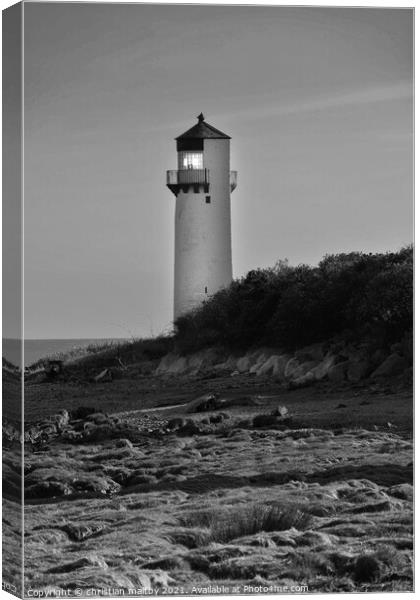 Southerness Lighthouse Dumfries  Canvas Print by christian maltby