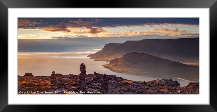 Westfjords Stone Piles Framed Mounted Print by Tony Prower
