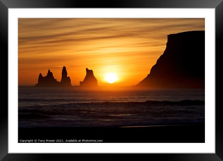 Reynisdrangar Sunset Framed Mounted Print by Tony Prower