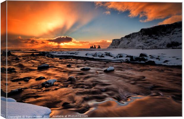 Vik Sunset Canvas Print by Tony Prower