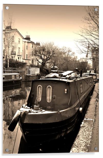 Narrow Boats Regent's Canal Camden London Acrylic by Andy Evans Photos