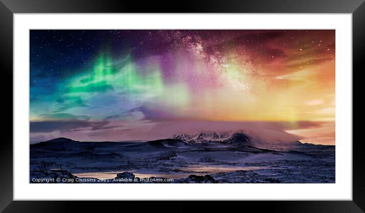 Northern Lights over Lake Myvatn, Iceland Framed Mounted Print by Wall Art by Craig Cusins