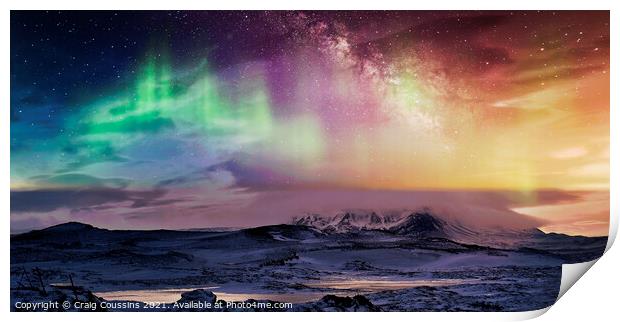 Northern Lights over Lake Myvatn, Iceland Print by Wall Art by Craig Cusins