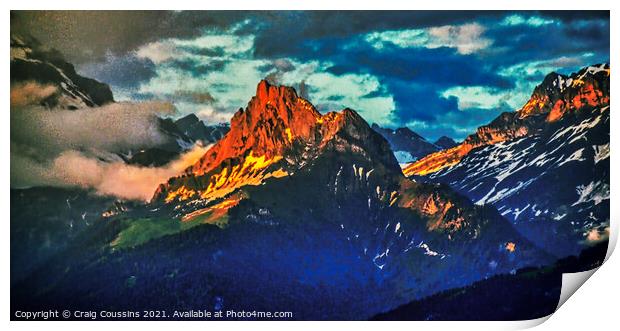 Alpen Glow, Champoussin, Switzerland Print by Wall Art by Craig Cusins