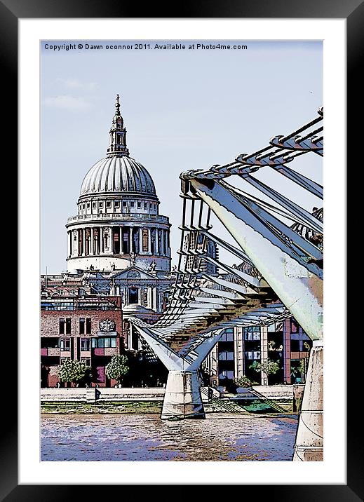 St. Paul's and The Millennium Bridge Framed Mounted Print by Dawn O'Connor