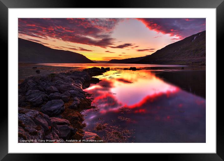 Hestafjordur Sunset Framed Mounted Print by Tony Prower