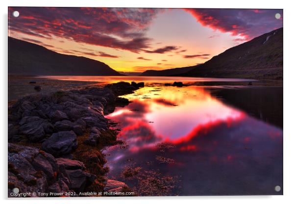 Hestafjordur Sunset Acrylic by Tony Prower