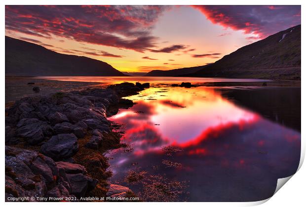 Hestafjordur Sunset Print by Tony Prower