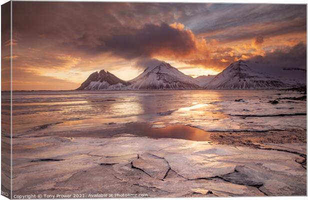 Brunahorn Ice Sunset Canvas Print by Tony Prower