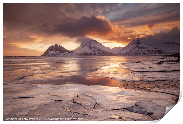 Brunahorn Ice Sunset Print by Tony Prower