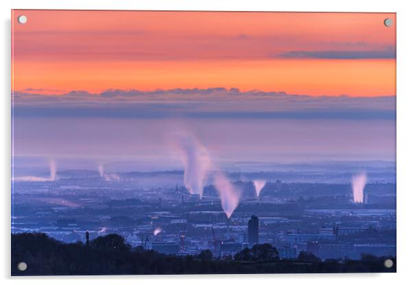 Dawn light across the city of Sheffield  Acrylic by John Finney