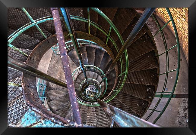Spiral stairs going down Framed Print by Nathan Wright