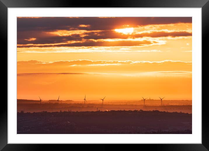 Sunrise over Sheffield  Framed Mounted Print by John Finney