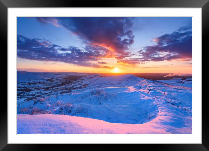 Rushup Edge sunrise above Edale Framed Mounted Print by John Finney