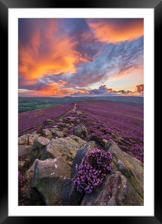 Win Hill purple sunset  Framed Mounted Print by John Finney