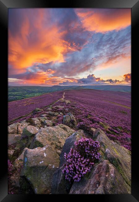 Win Hill purple sunset  Framed Print by John Finney