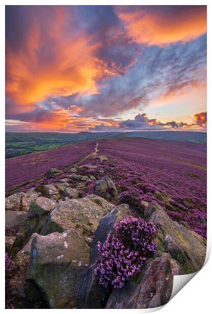 Win Hill purple sunset  Print by John Finney