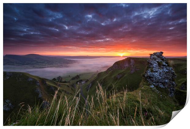 Winnats Pass sunrise, Derbyshire Print by John Finney