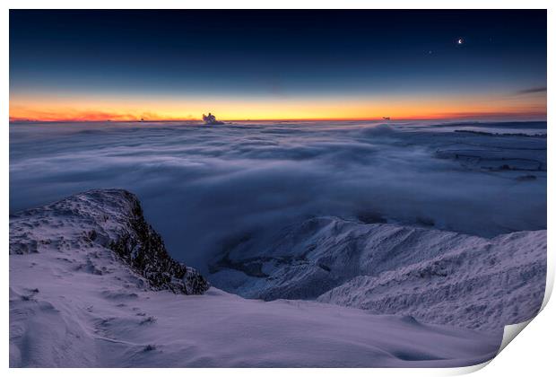 Winter conjunction over freezing fog and snow   Print by John Finney