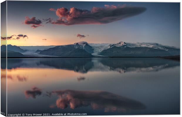 Vatnjokull cloud reflection Canvas Print by Tony Prower