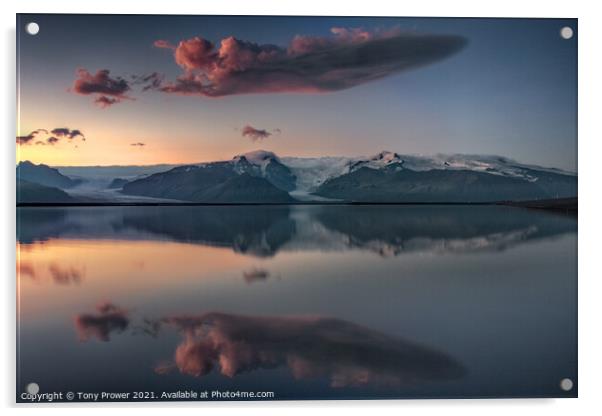 Vatnjokull cloud reflection Acrylic by Tony Prower