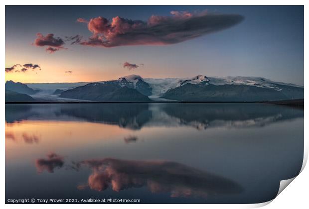 Vatnjokull cloud reflection Print by Tony Prower