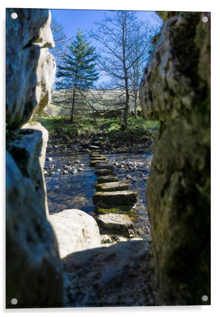 Starbotton Steppingstones. Acrylic by Chris North