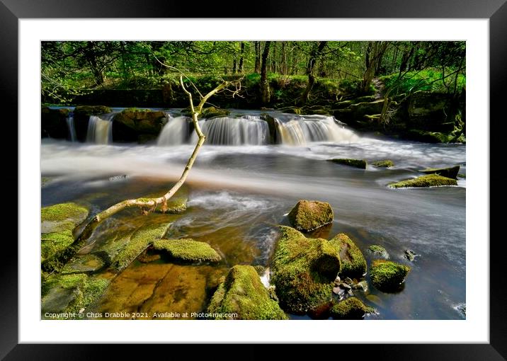 The waterfall at Yorkshire Bridge (9) Framed Mounted Print by Chris Drabble