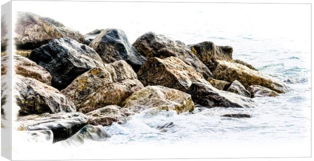 The rocky shoreline Canvas Print by Ian Johnston  LRPS