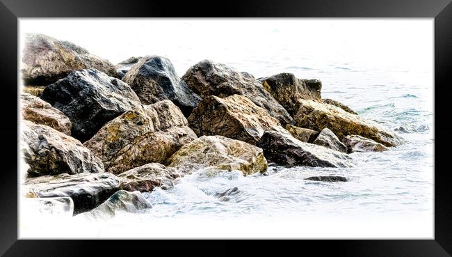 The rocky shoreline Framed Print by Ian Johnston  LRPS