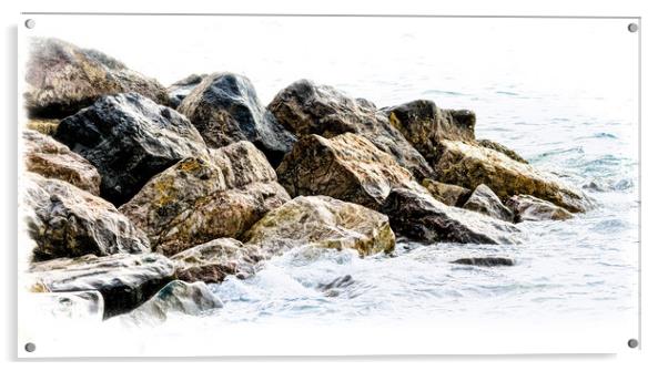 The rocky shoreline Acrylic by Ian Johnston  LRPS