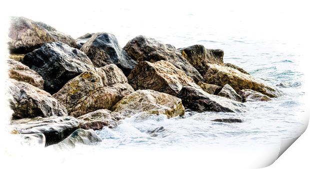 The rocky shoreline Print by Ian Johnston  LRPS