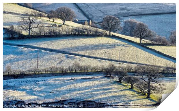 Under Derwent Edge in an early frost Print by Chris Drabble