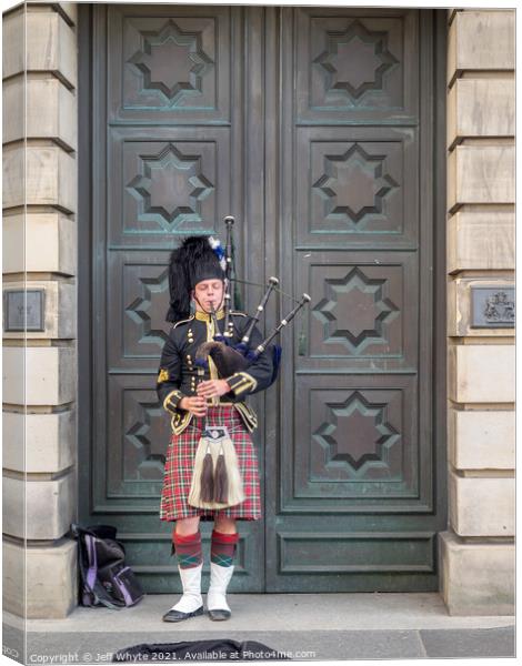 Bagpiper Canvas Print by Jeff Whyte