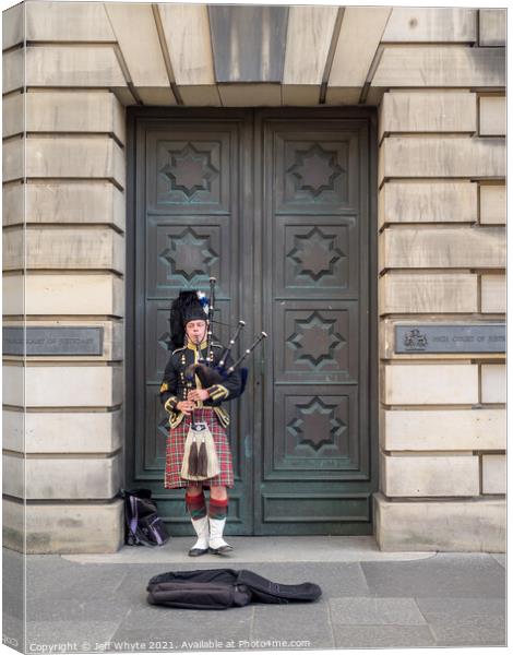Bagpiper Canvas Print by Jeff Whyte