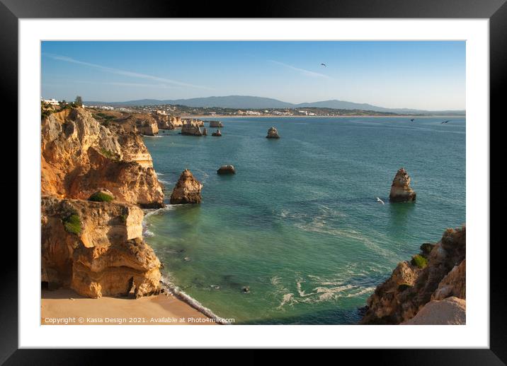 Praia do Camilo, Algarve, Portugal Framed Mounted Print by Kasia Design