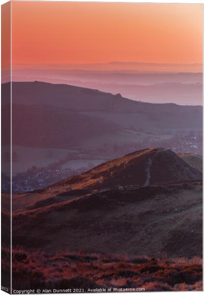 Sunrise over the Shropshire Hills Canvas Print by Alan Dunnett