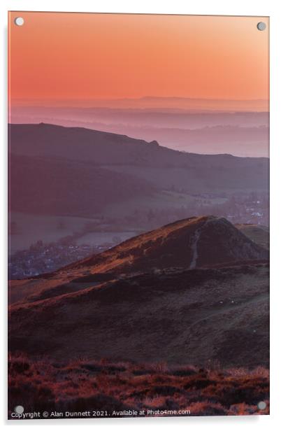 Sunrise over the Shropshire Hills Acrylic by Alan Dunnett