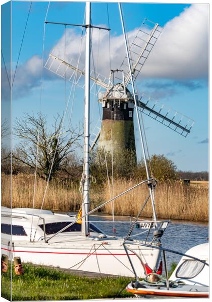 A view from the bank of the River Thurne Canvas Print by Chris Yaxley