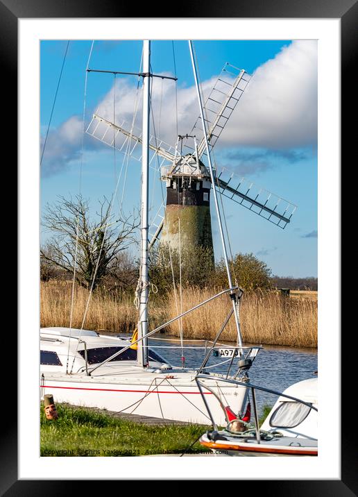A view from the bank of the River Thurne Framed Mounted Print by Chris Yaxley