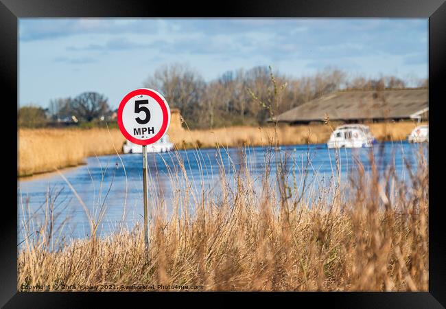 No Speeding on the River Thurne Framed Print by Chris Yaxley