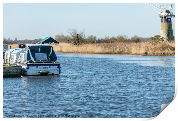 Thurne Mouth on the Norfolk Broads Print by Chris Yaxley