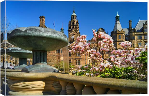 Sheffield Town Hall & Entrance to Peace Gardens Canvas Print by Darren Galpin