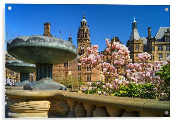 Sheffield Town Hall & Entrance to Peace Gardens Acrylic by Darren Galpin