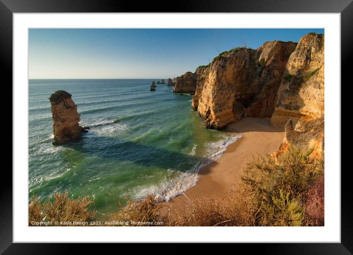 Picturesque Praia de Dona Ana, Algarve, Portugal Framed Mounted Print by Kasia Design