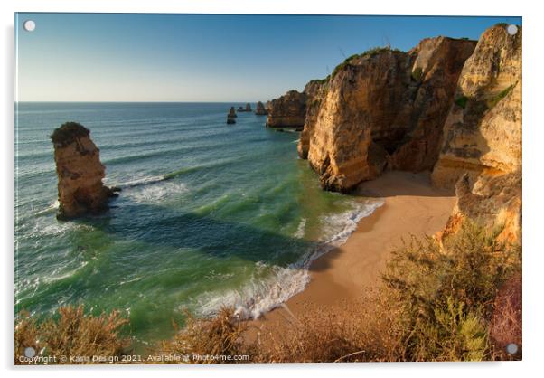 Picturesque Praia de Dona Ana, Algarve, Portugal Acrylic by Kasia Design